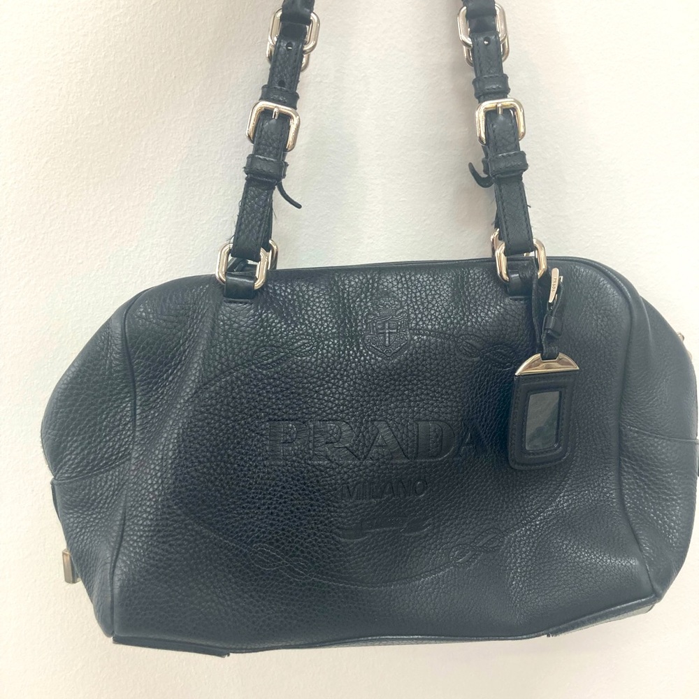 Black embossed Prada leather Bag